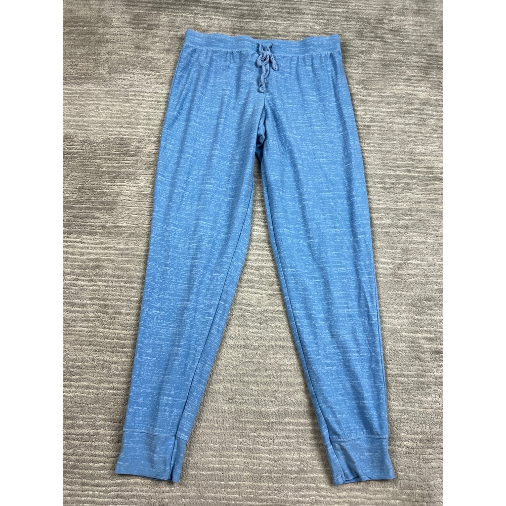 Derek Heart Jogger Pants Women L Blue Marled Knit Drawstring Lounge Sleepwear